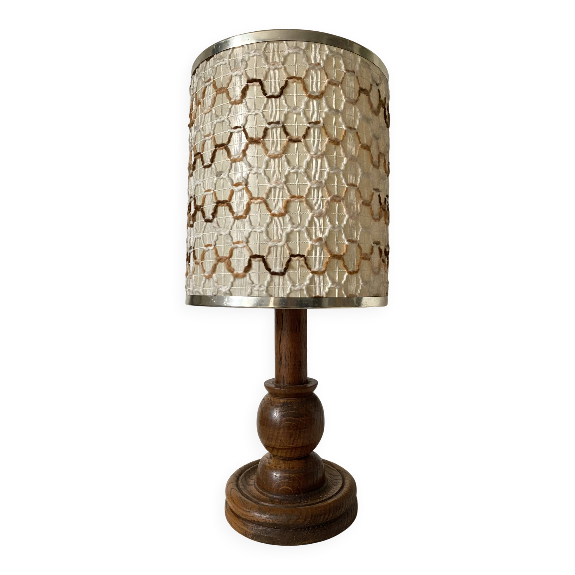 Lampe vintage bois tourné 56 cm , 1970