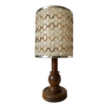 Lampe vintage bois tourné 56 cm , 1970