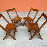 4 Antique Folding Bistro Brasserie Terrace Chairs
