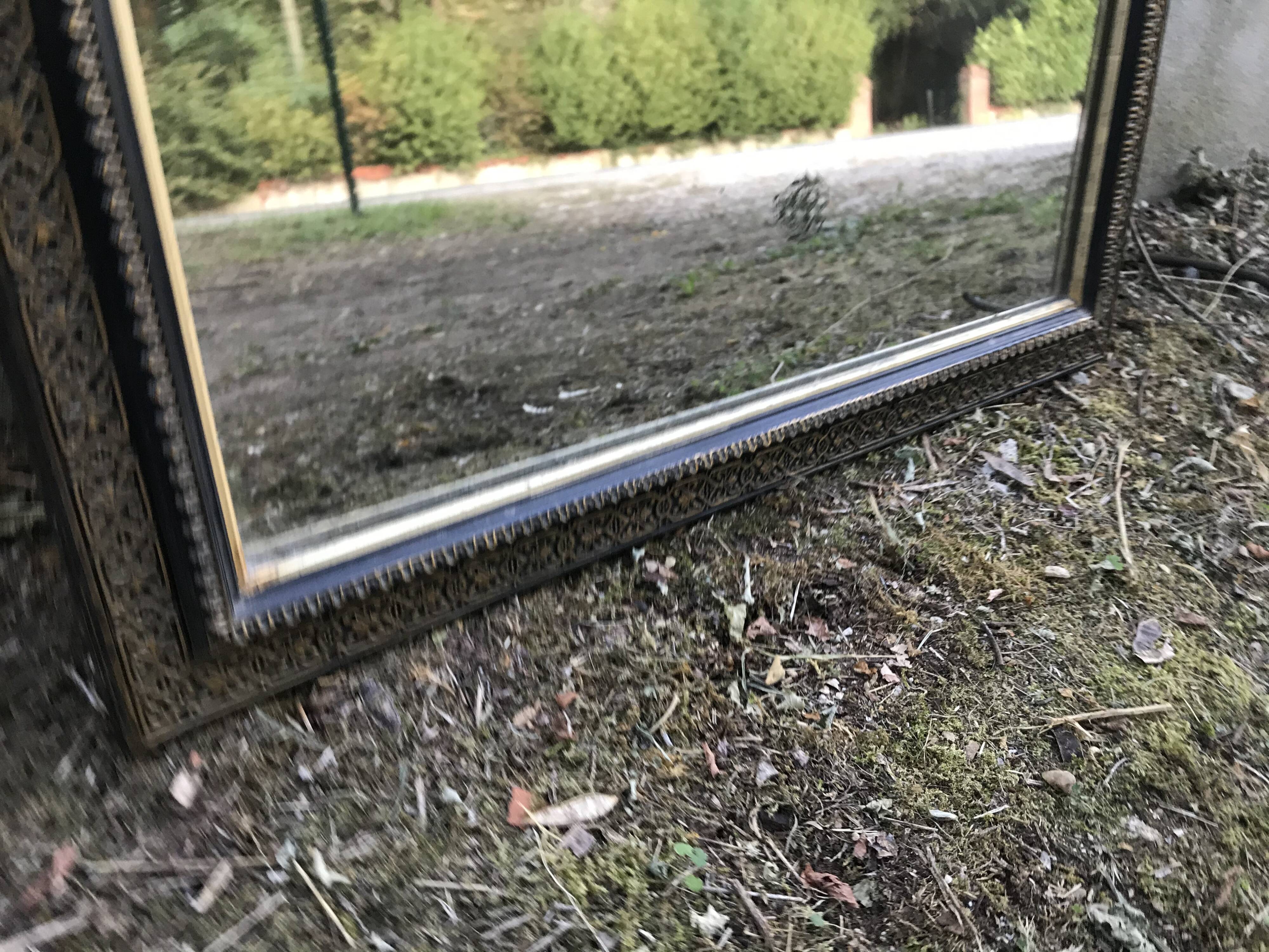 Miroir Napoléon III en bois noirci 68x135cm