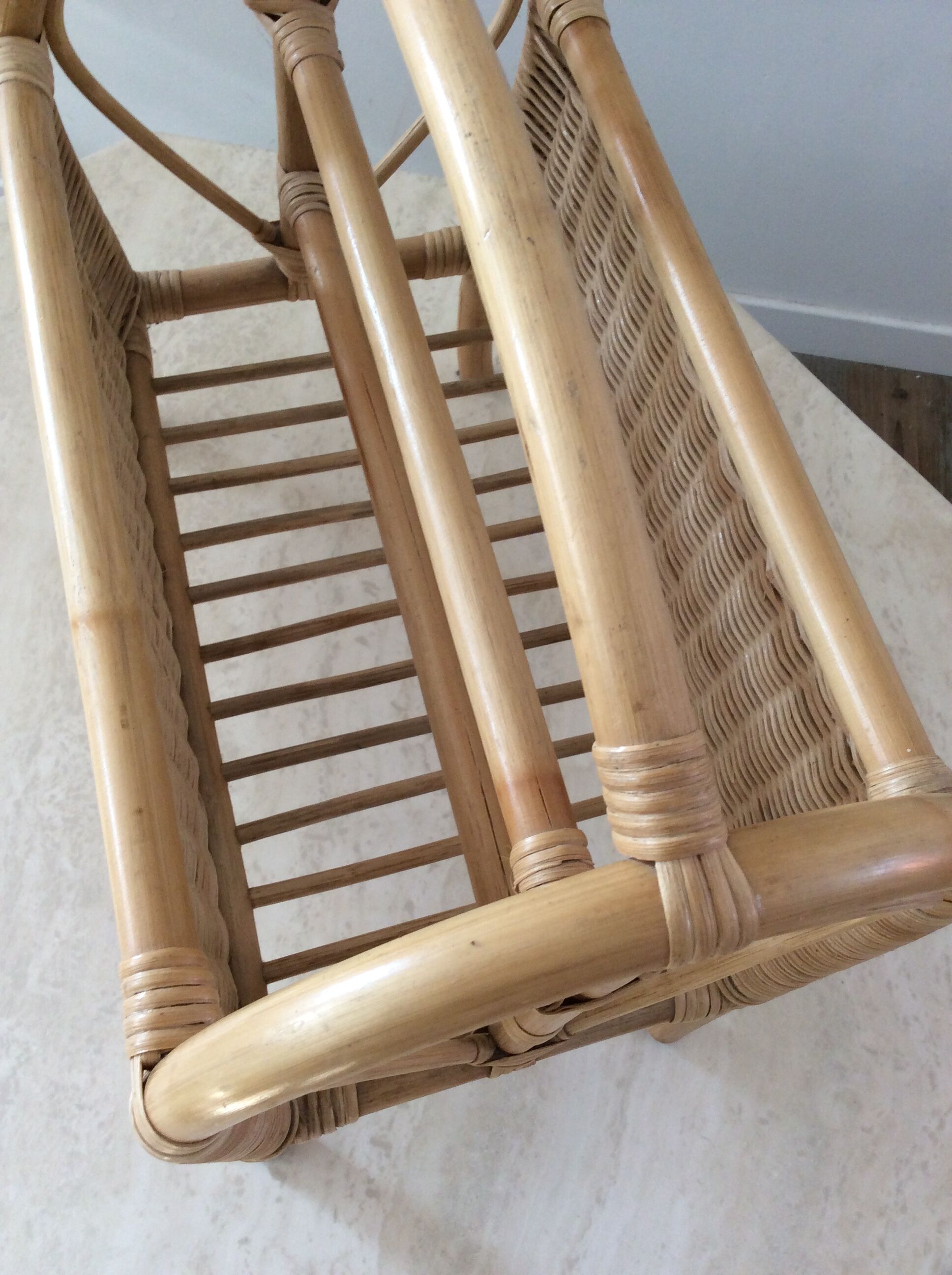 Vintage magazine holders from the 70s in rattan