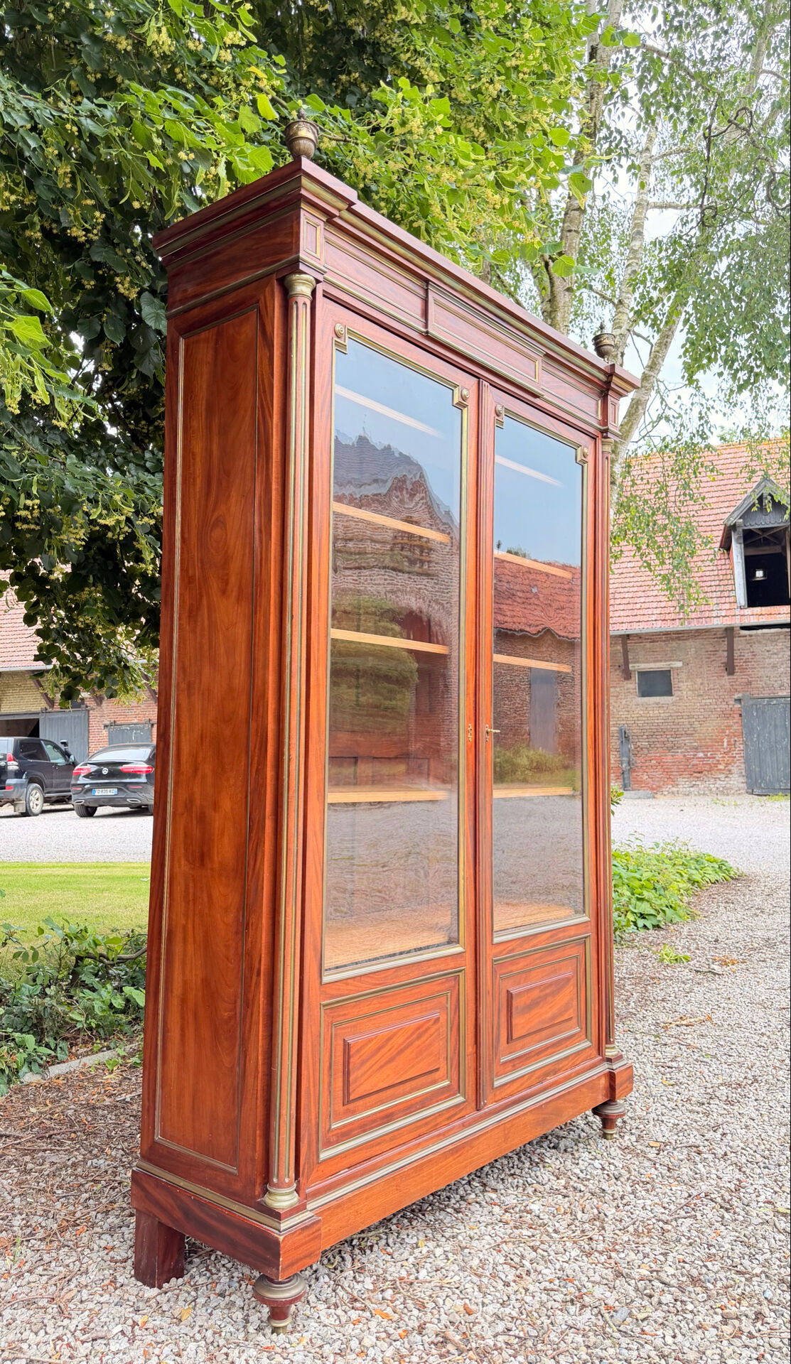 BIBLIOTHÈQUE VITRINE EN ACAJOU DE STYLE LOUIS XVI XIX EME SIÈCLE