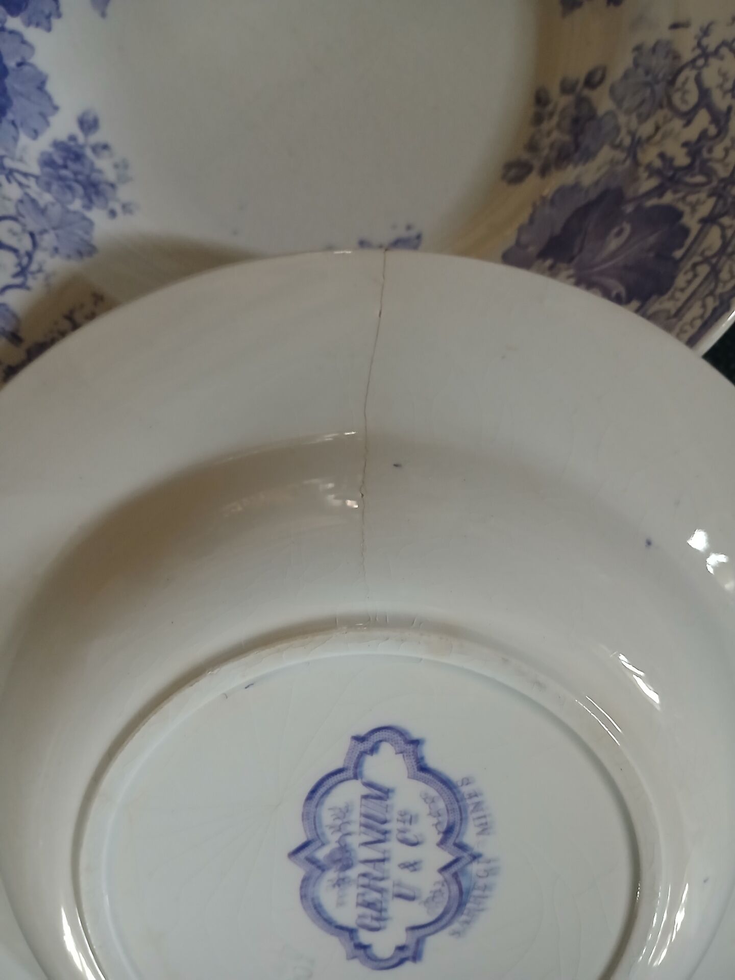 4 antique deep plates in ironstone