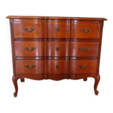 Commode 3 tiroirs en merisier style louis XV, années 80