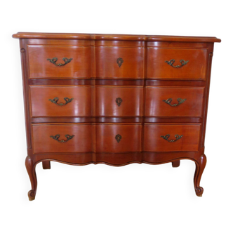 3-drawer chest of drawers in Louis XV style cherry wood, 1980s