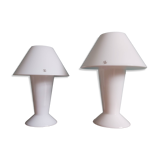 Paire de lampes champignon Peill & Putzler en opaline blanche