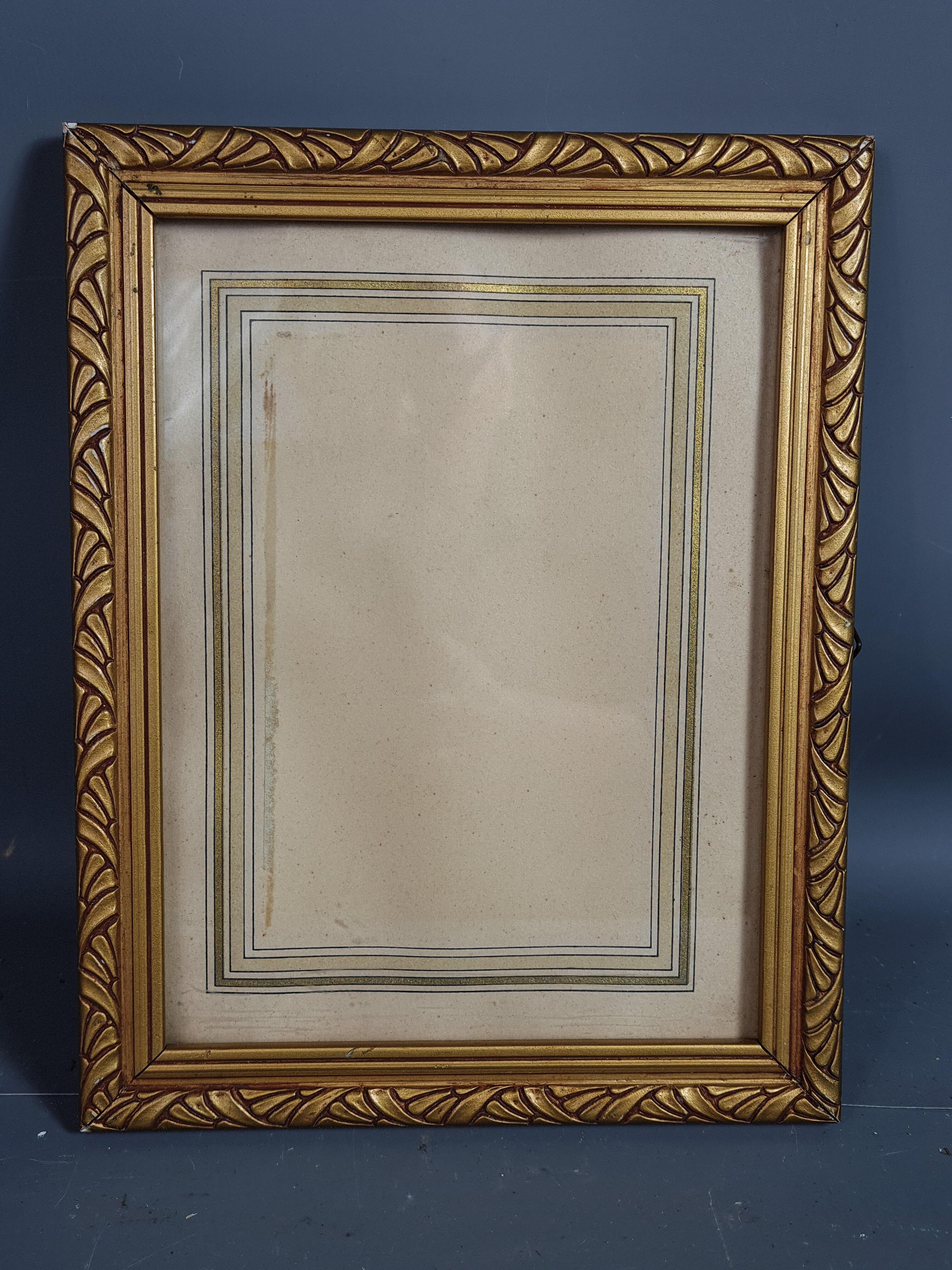 Old frame Art Deco gilded stucco wood 22.5x17.5 cm, foliage 14.9x19.9 cm SB