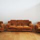 Velvet armchairs and sofa, 1970s, set of 3