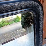 Black arched mirror with period and Napoleon III style patterns - mercury ice