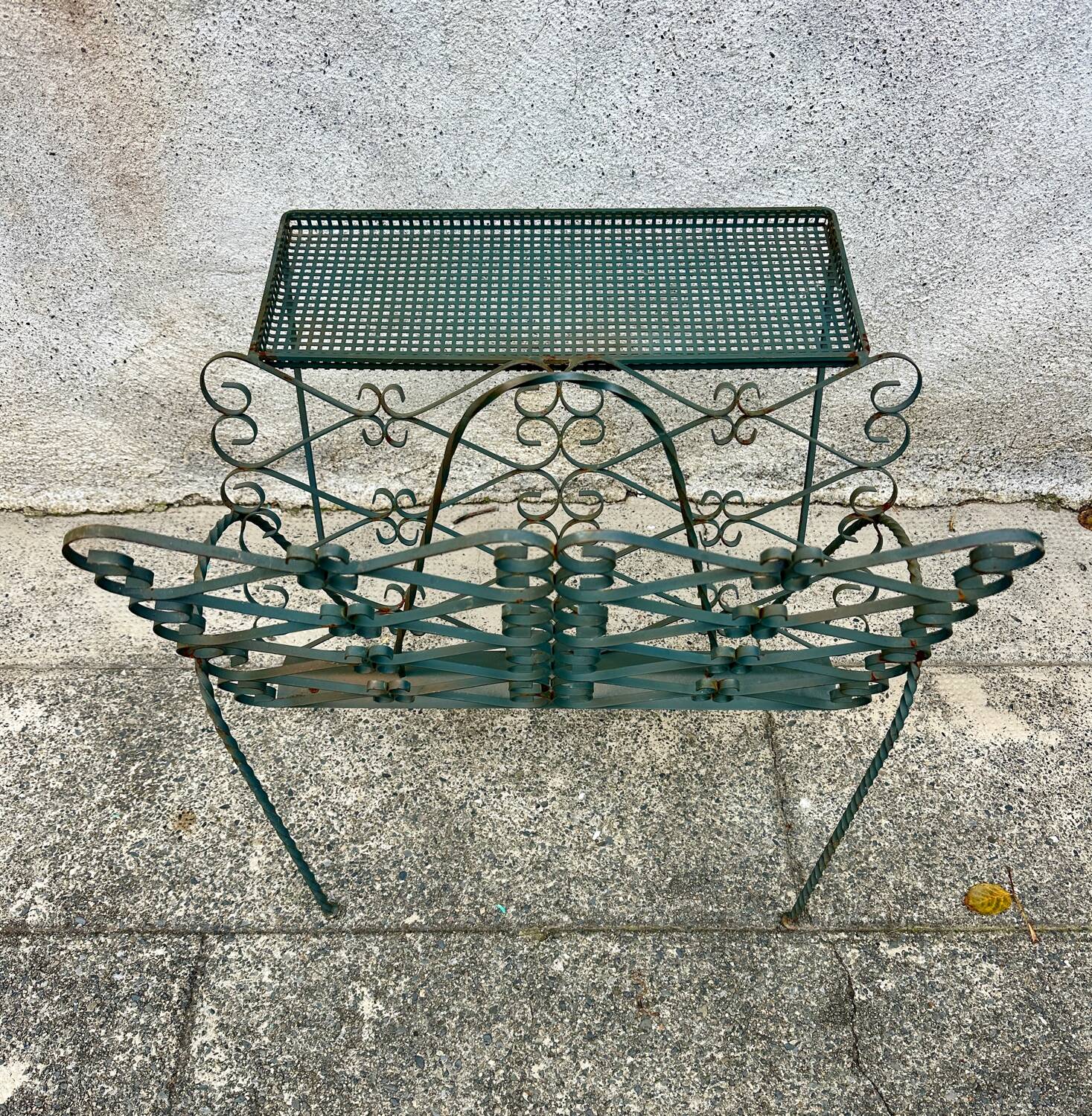 Vintage wrought iron magazine rack, Matego.