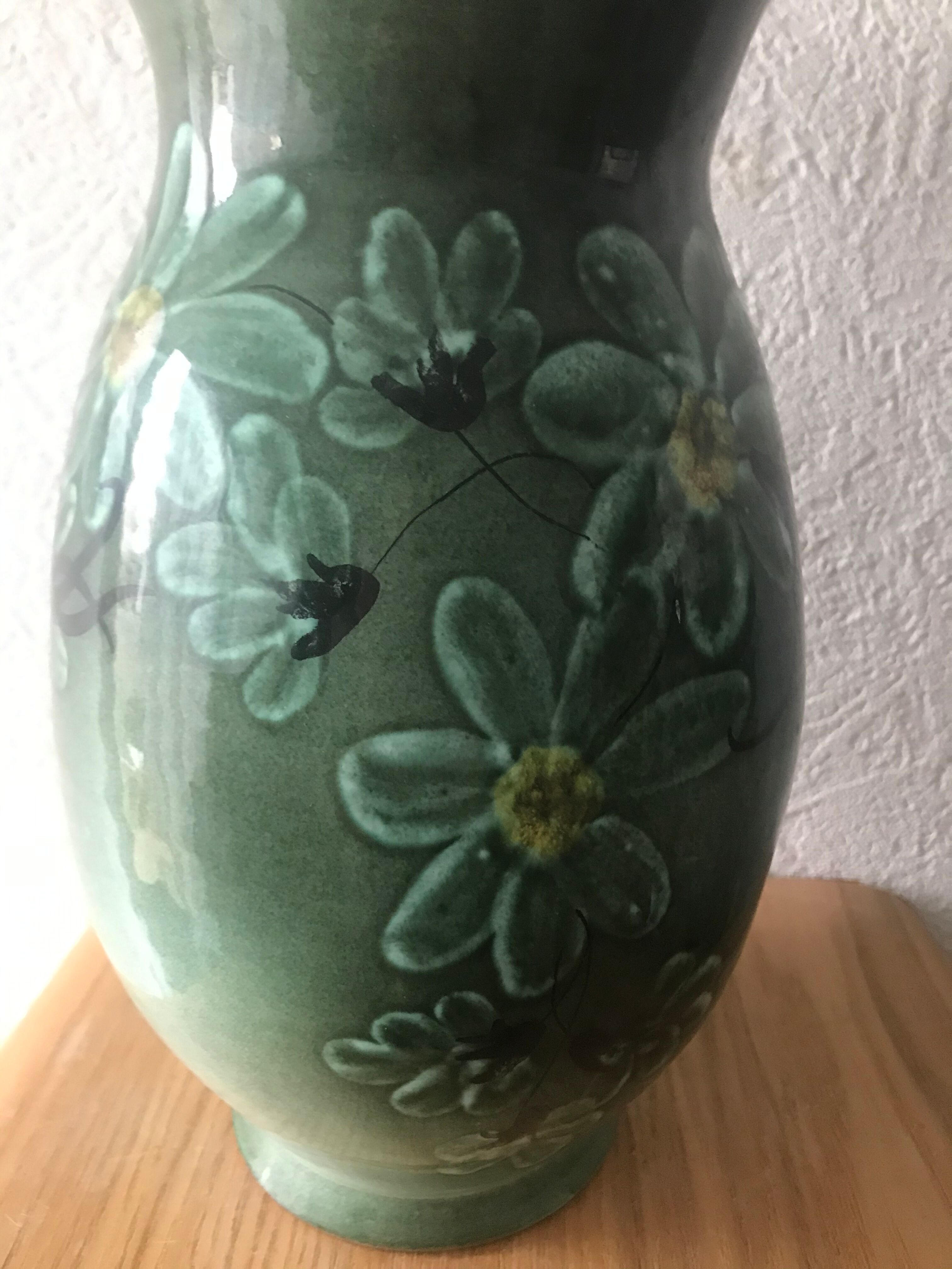 Green ceramic vase