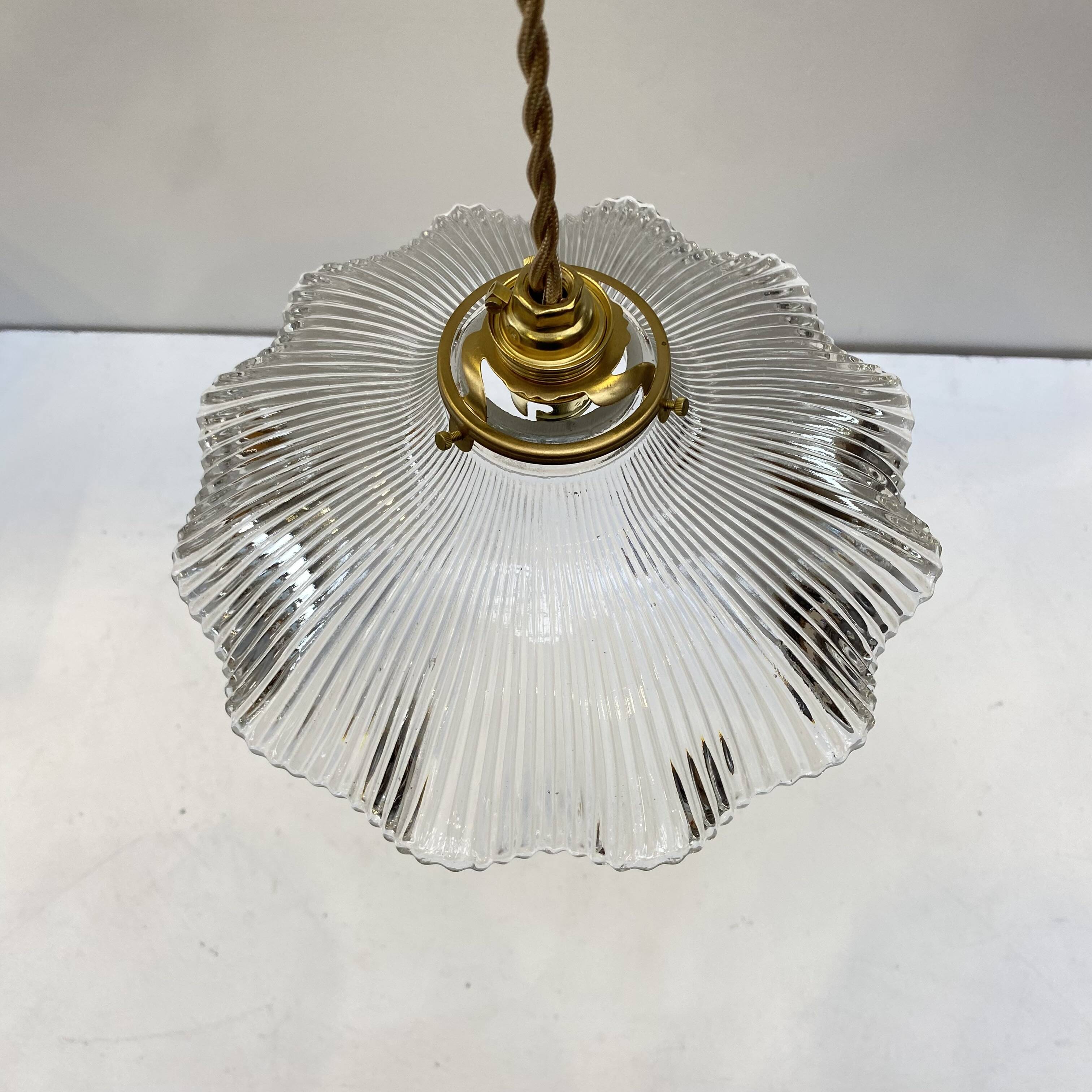 Holophane glass pendant light