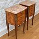 Pair of bedside tables in Louis XV style with 3 drawers, marquetry in rosewood.