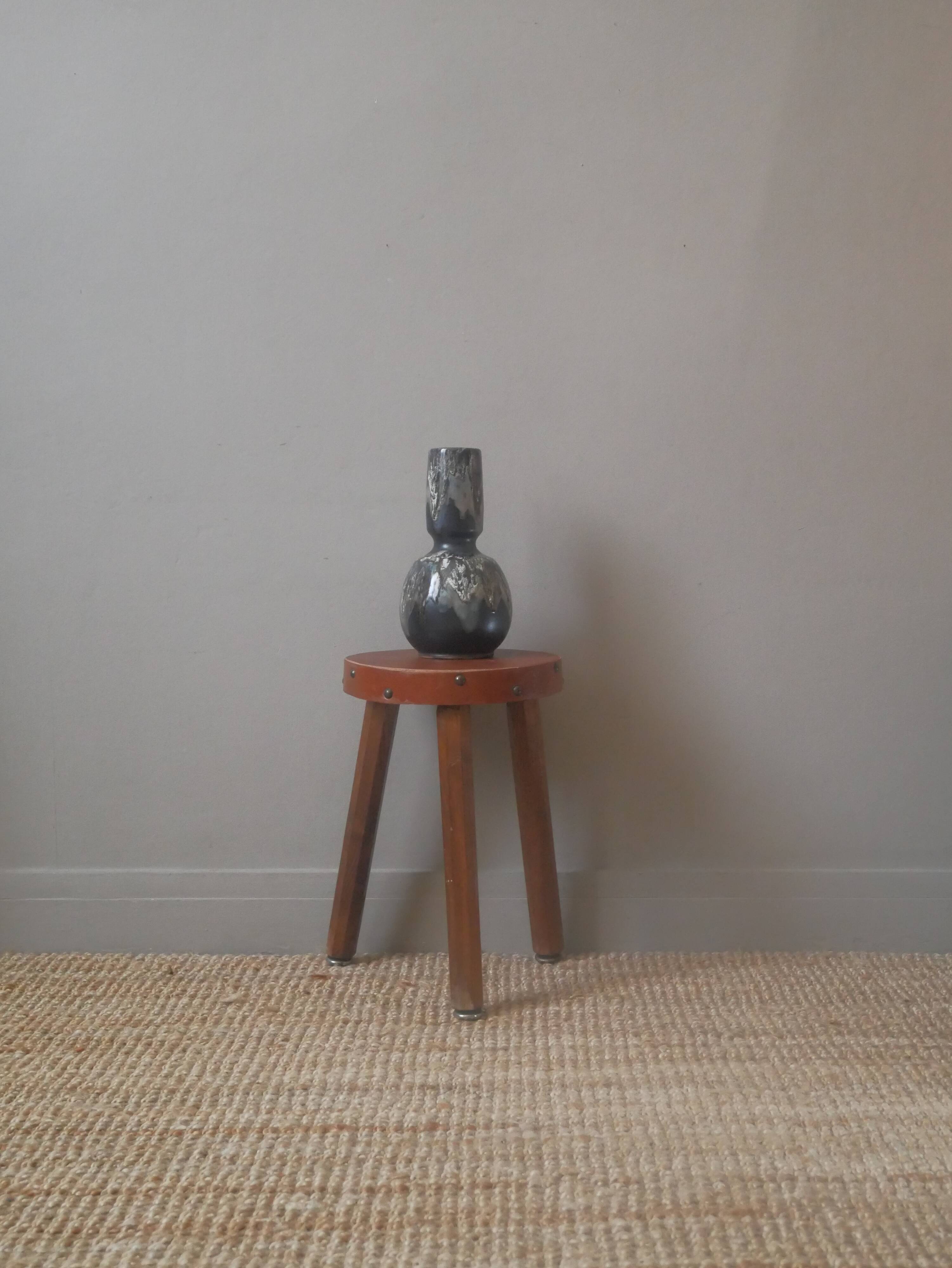 Designer ceramic vase from the 50s, bluish gray signature Jean-Marie Maure, handcrafted