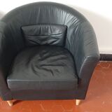 Fauteuil de cuir noir véritable