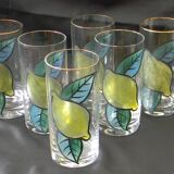6 glass orangeade glasses, 1970s