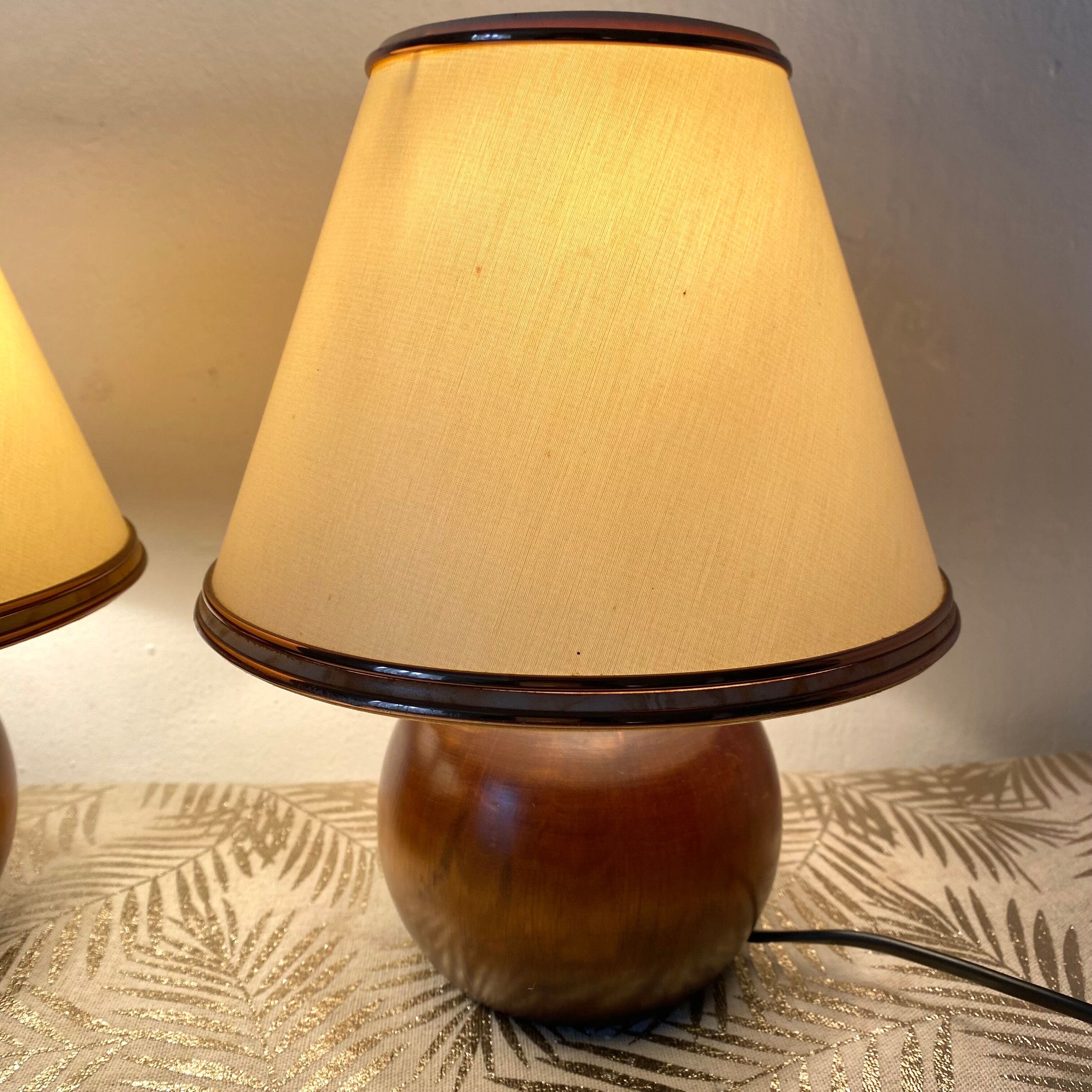 Pair of bedside lamps foot ball