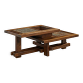 Oak coffee table Wood slate France 1960s