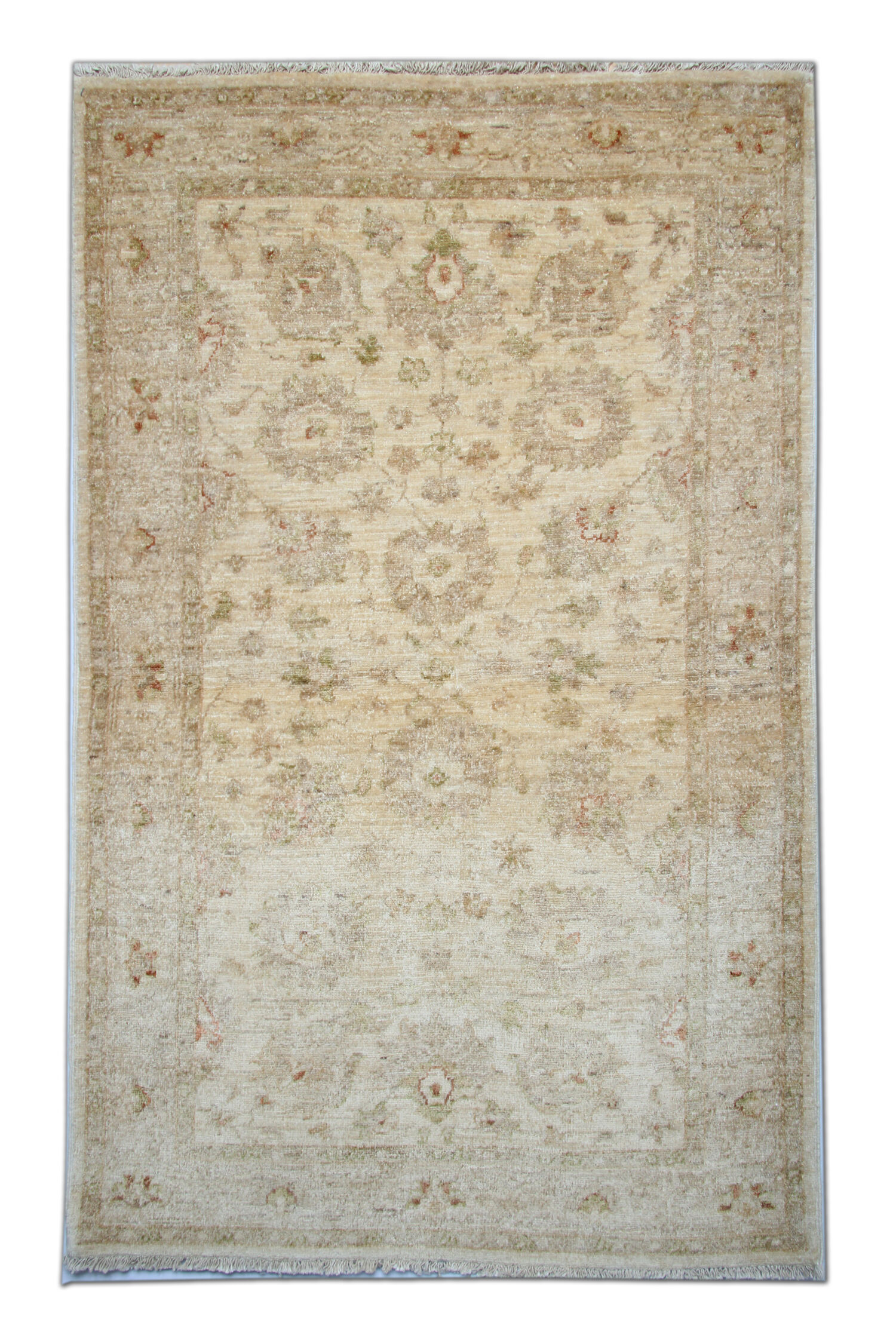 Cream Wool Rug Handmade Ziegler Carpet 83x188cm