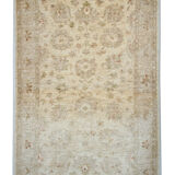 Cream Wool Rug Handmade Ziegler Carpet 83x188cm