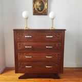 Art Deco chest of drawers in solid walnut