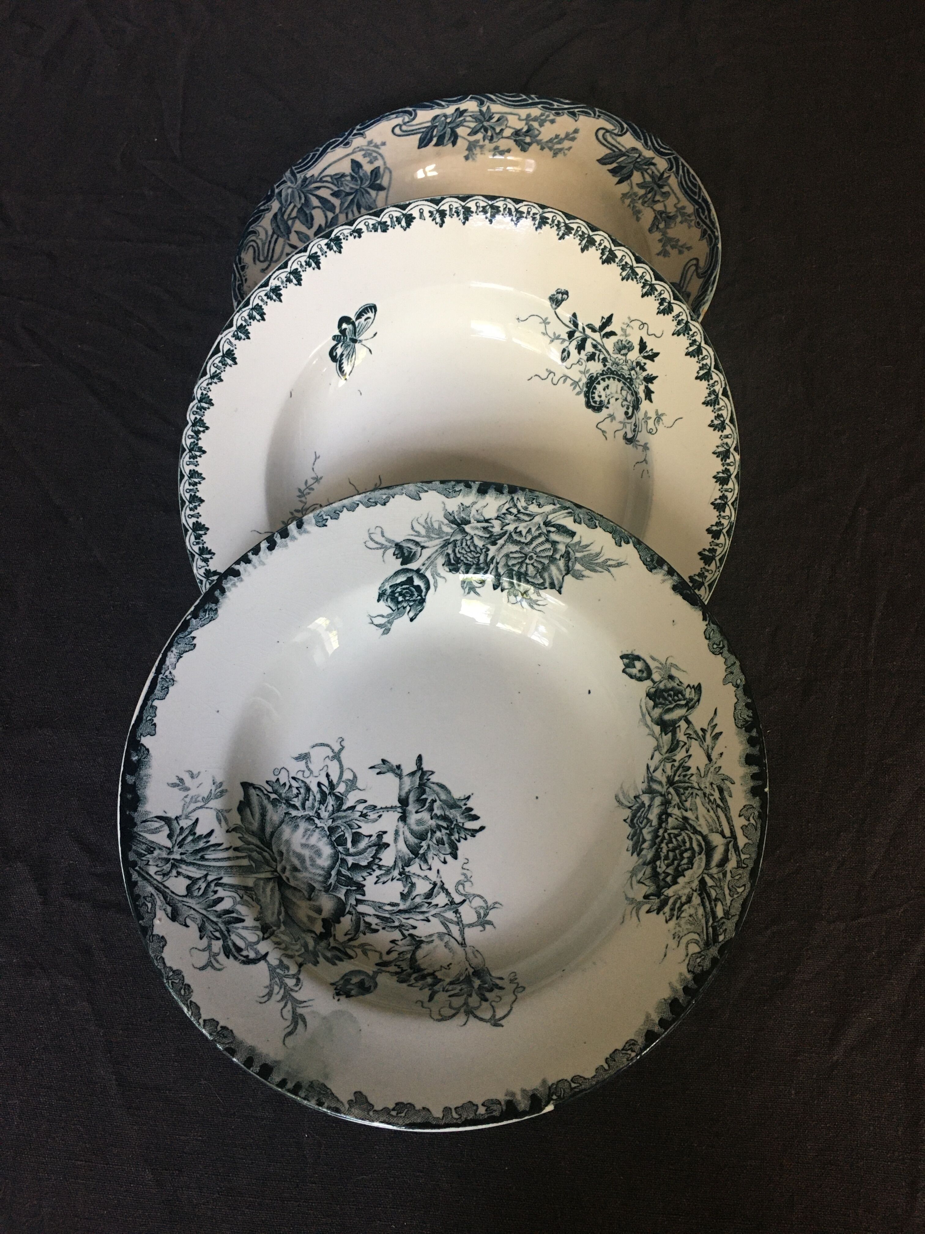 Set of 3 old plates