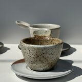 Modular Indonesian ceramic tableware service (6 elements + cups)