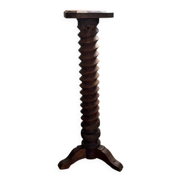 Brutalist hand-carved wooden pedestal, France
