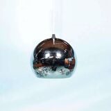 Vintage chrome sphere pendant lamp, space age eye lamp.
