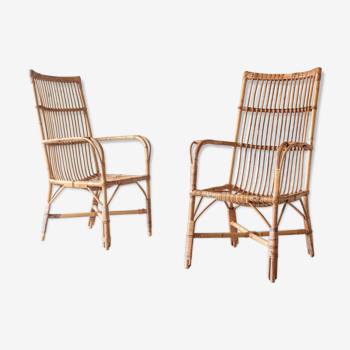 Pair of rattan armchairs original 50s