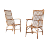 Pair of rattan armchairs original 50s