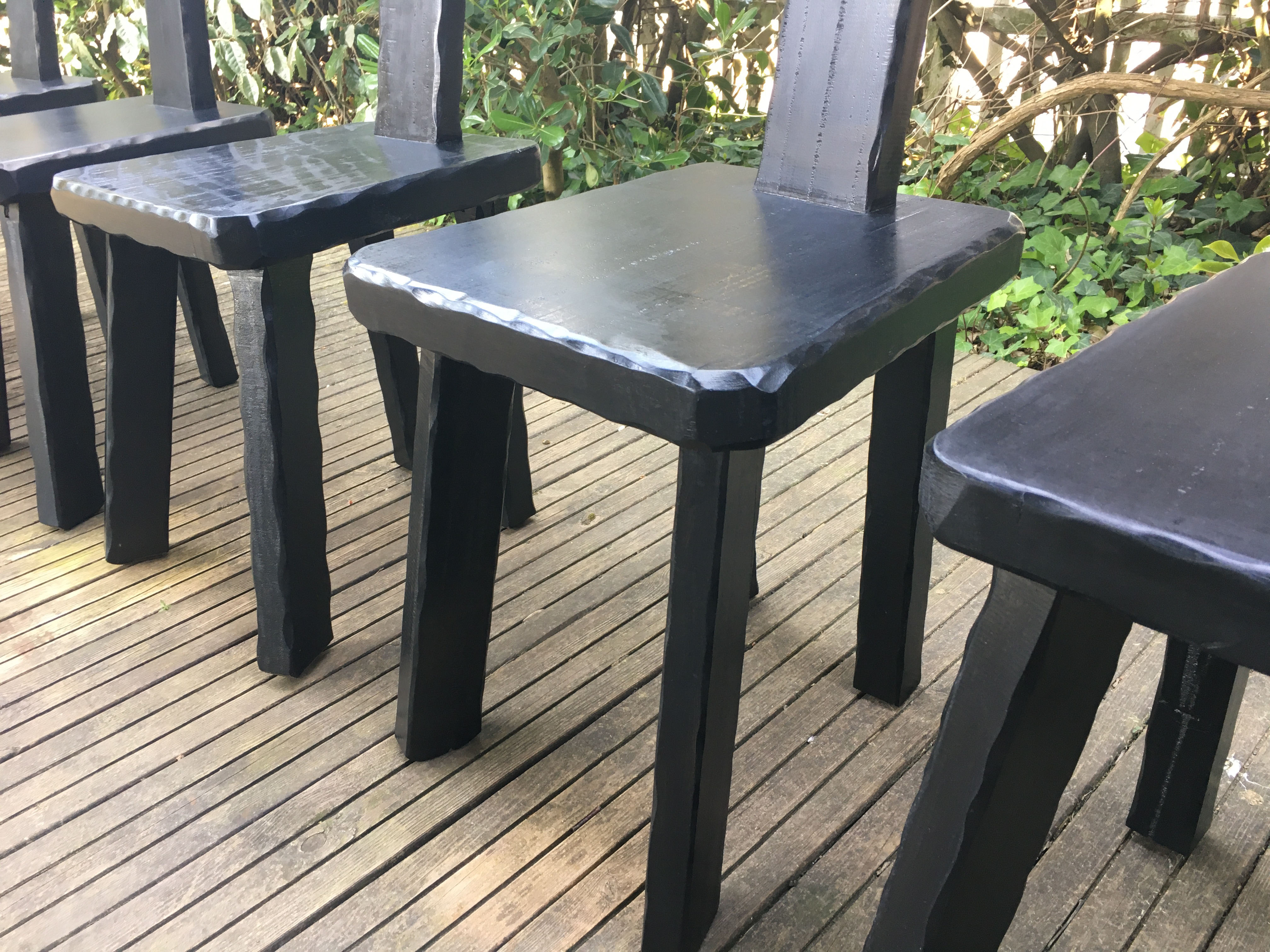 Set of chairs 1950 black woods