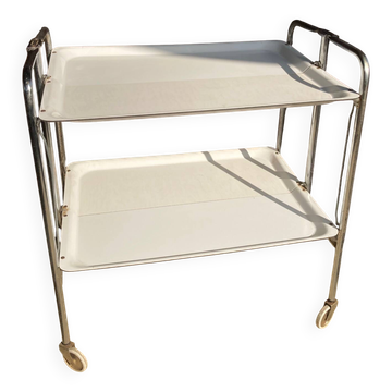 Vintage serving trolley, white folding table, 70s design, vintage.