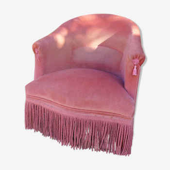 Fauteuil crapaud velours rose