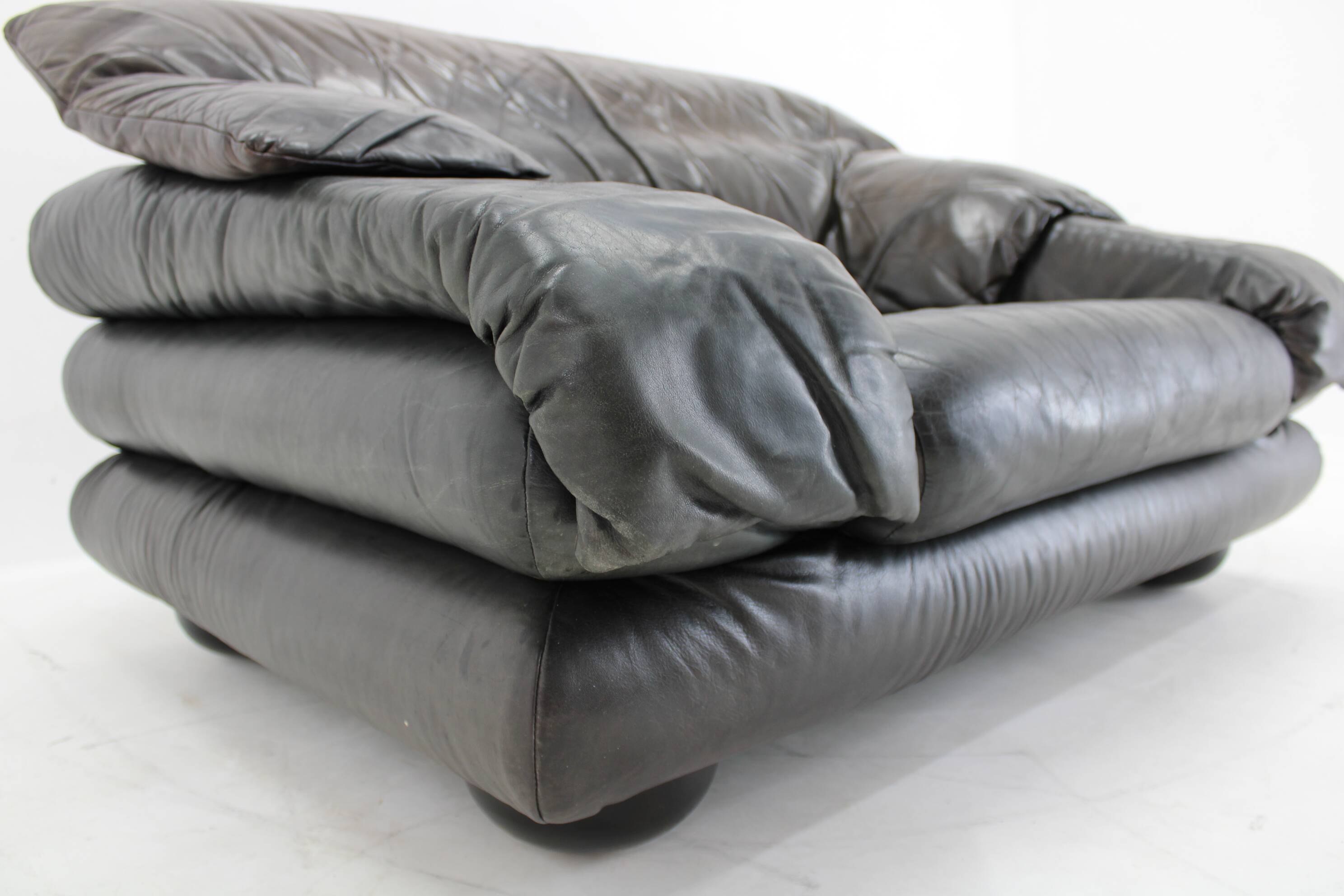 1970s Wiener Werkstätte Brutalist Letaher Adjustable Armchair