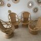 4 swivel basket chairs in bamboo and rattan