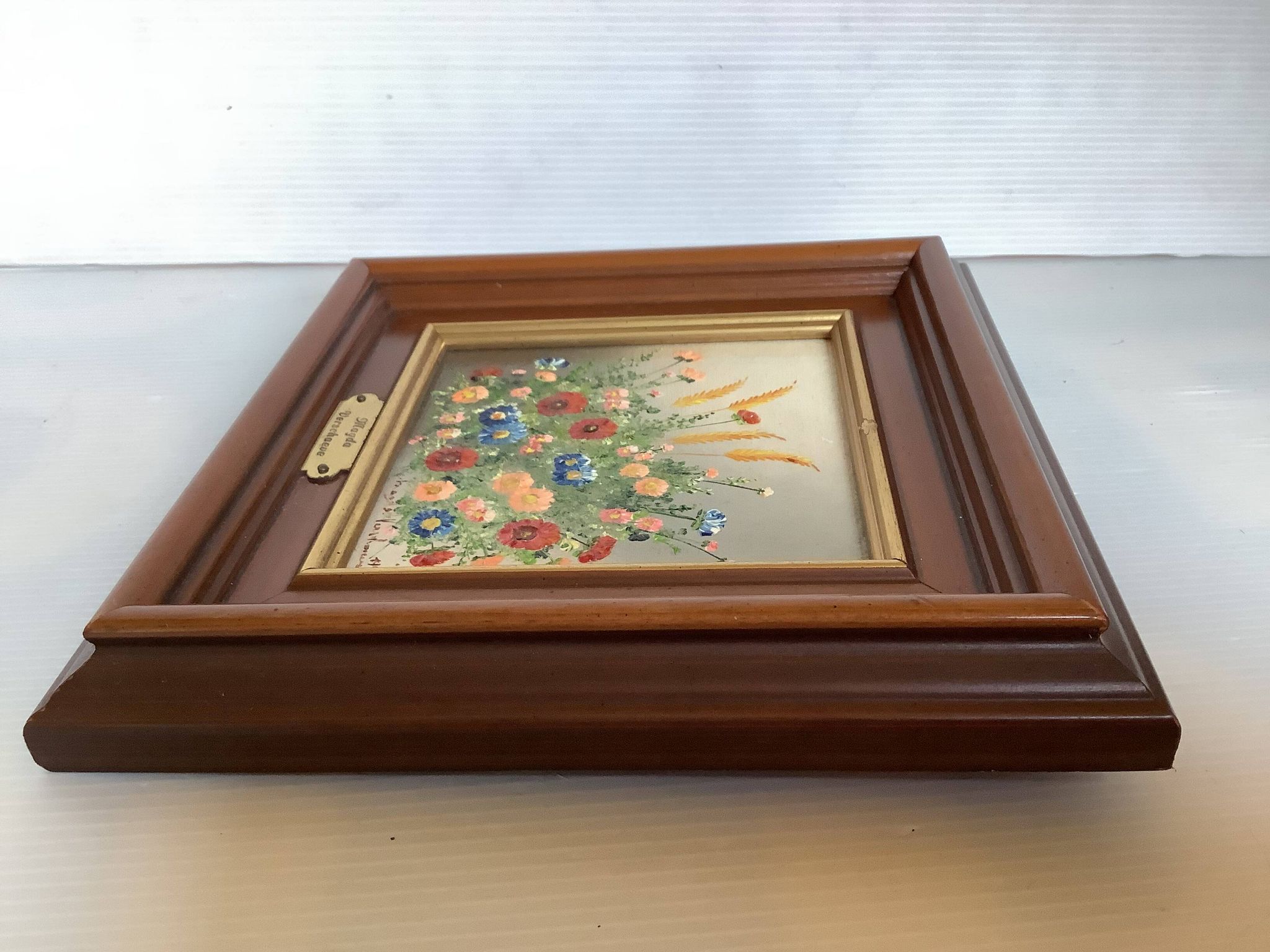 Peinture à l'huile sur isorel "épis de blé" de Magda Verschaeve
