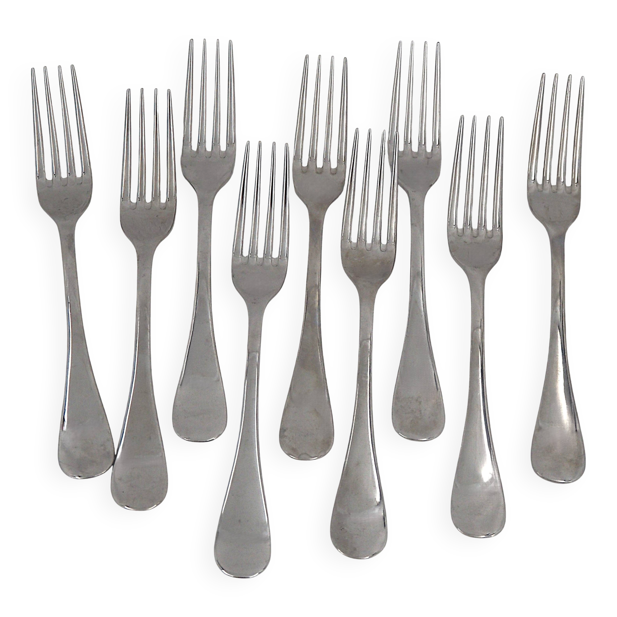 Christofle acier berry, 9 dessert forks, 17 cm in excellent condition.