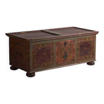 Antique polychrome wedding chest – Central Europe, circa 1850
