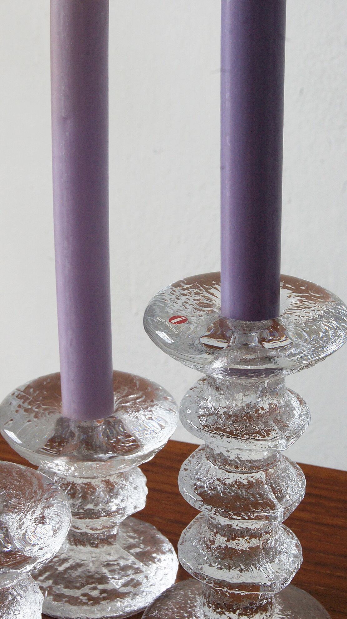 Vintage candlesticks in glass by timo sarpaneva for iittala, 1960s, set of 3