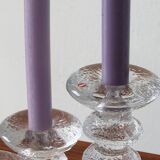 Vintage candlesticks in glass by timo sarpaneva for iittala, 1960s, set of 3