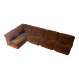 Modular sofa in rust brown velvet by Doimo, 1970s