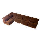 Modular sofa in rust brown velvet by Doimo, 1970s