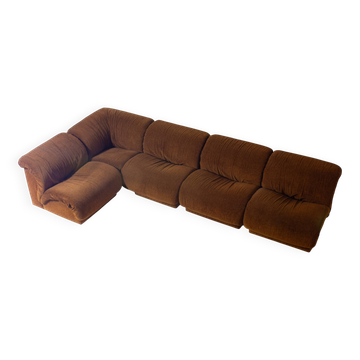 Modular sofa in rust brown velvet by Doimo, 1970s
