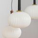 Ribbed glass and teak pendant lamp, 60s.