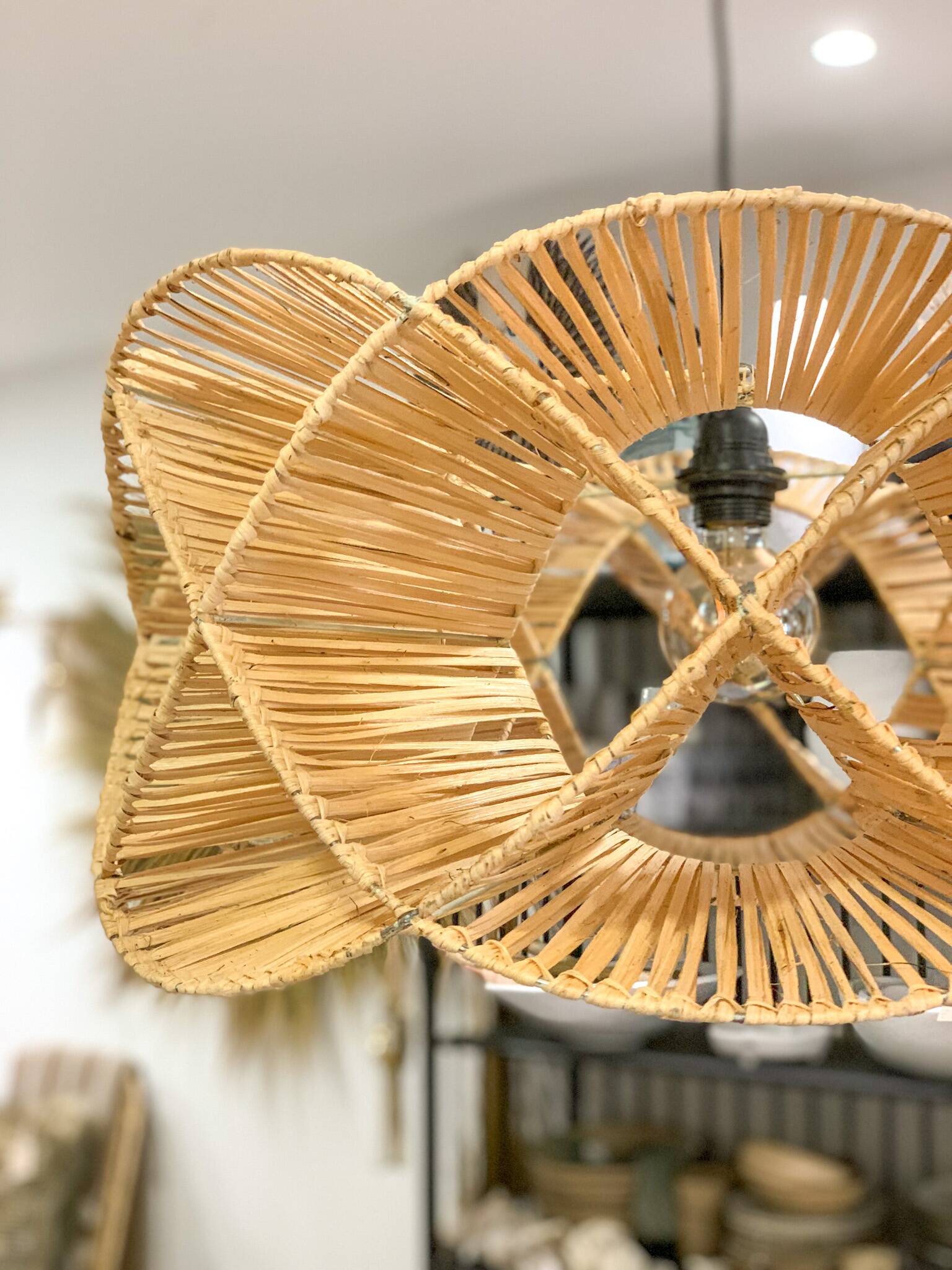 Natural rattan pendant light