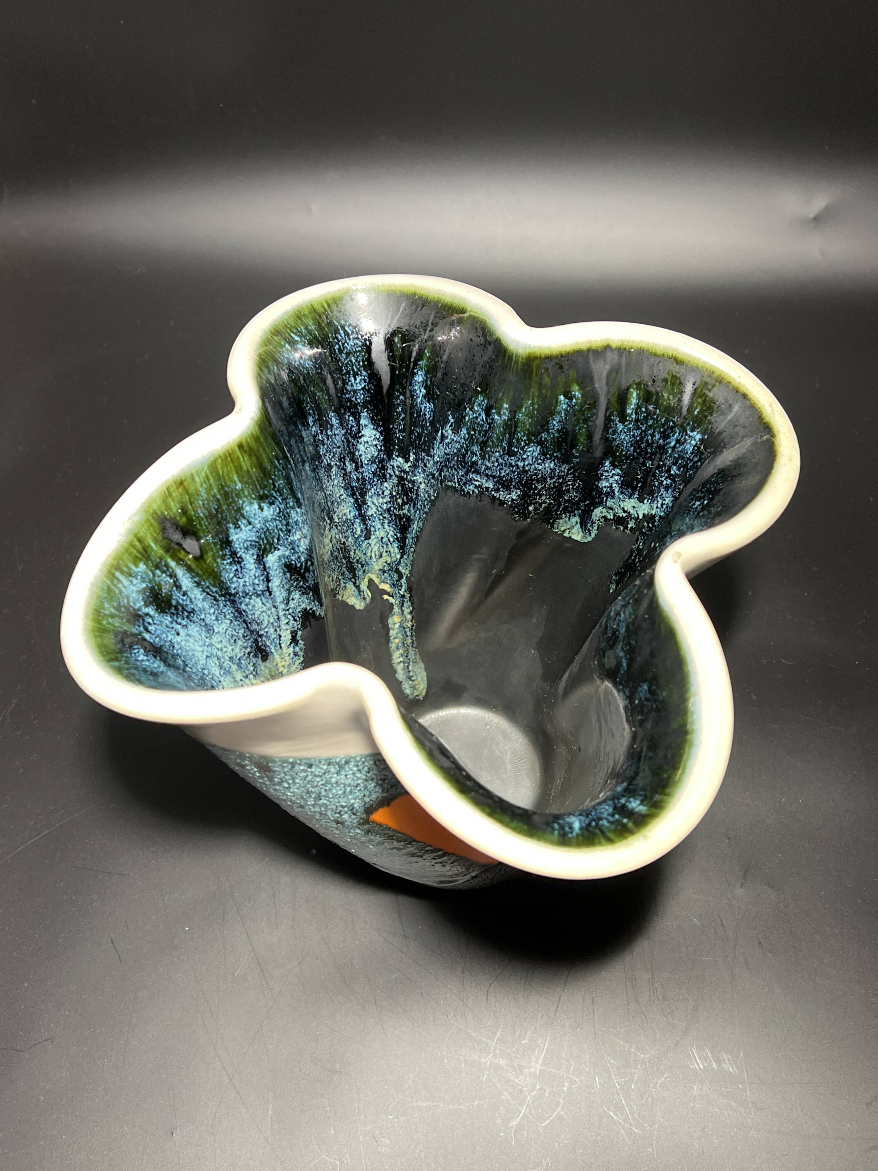 Enamelled ceramic vase signed Elchinger 1950