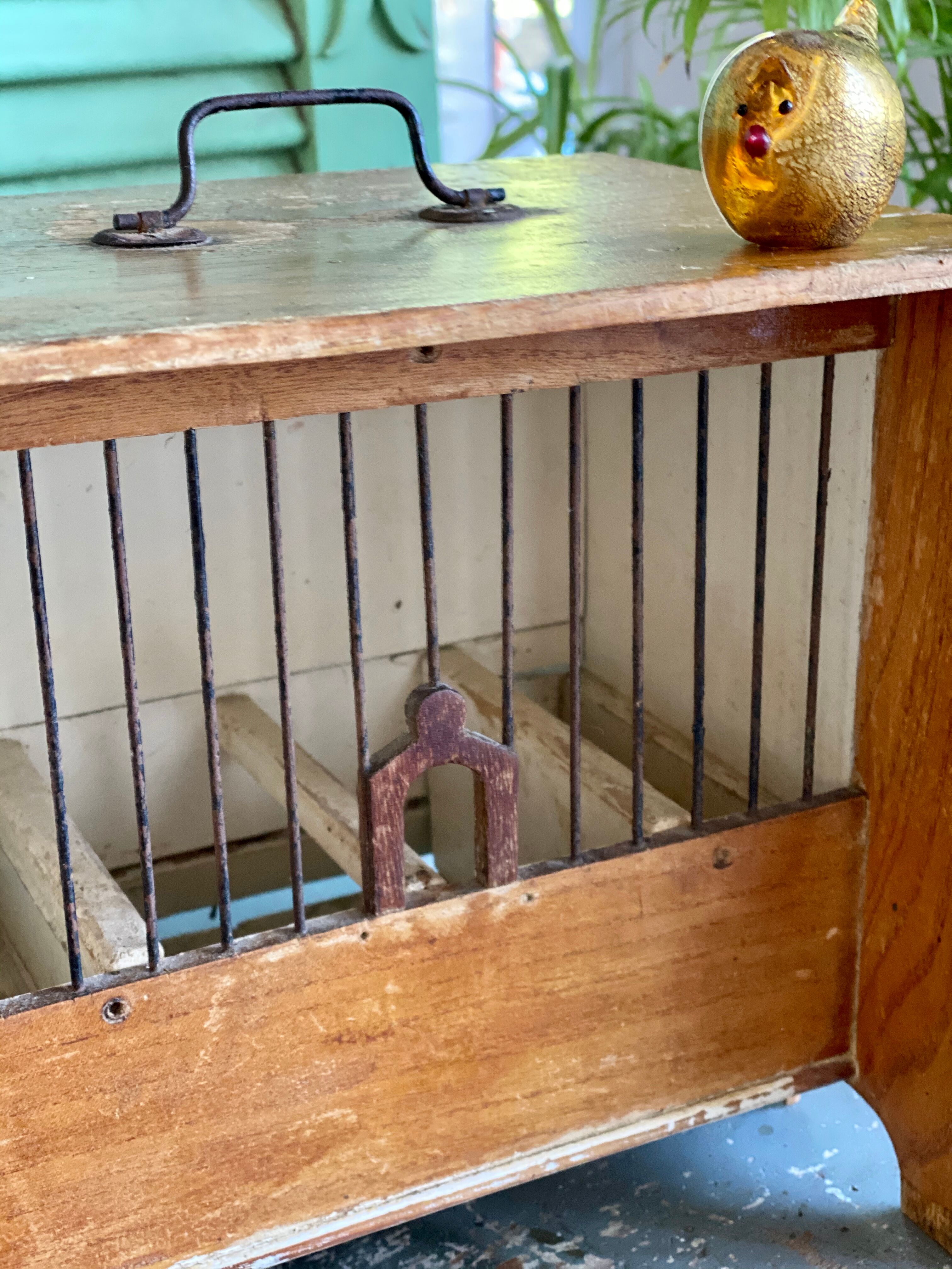 Wooden and steel bird cage