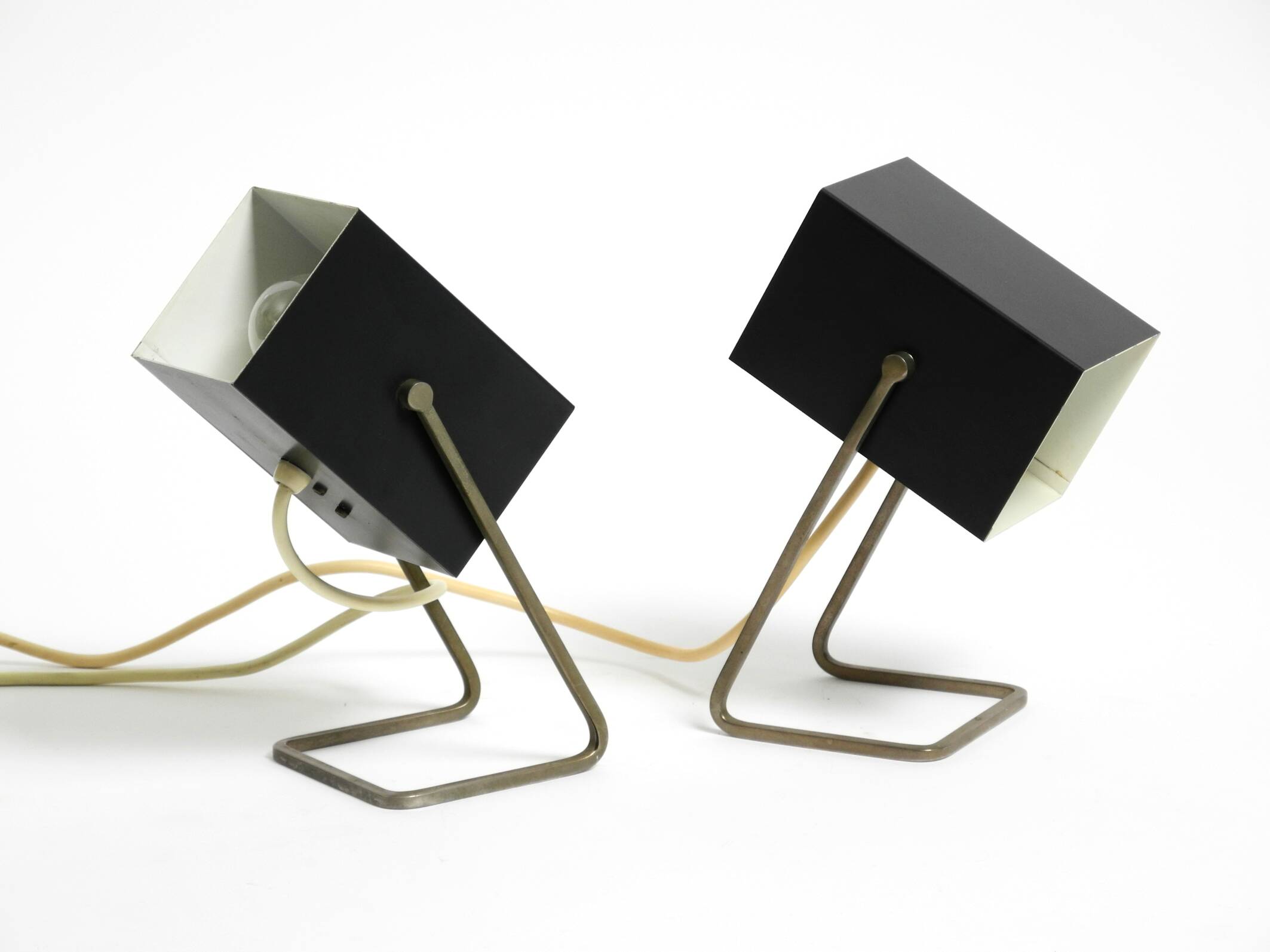 Pair of beautiful Mid Century Modern metal lamps from Kaiser Leuchten