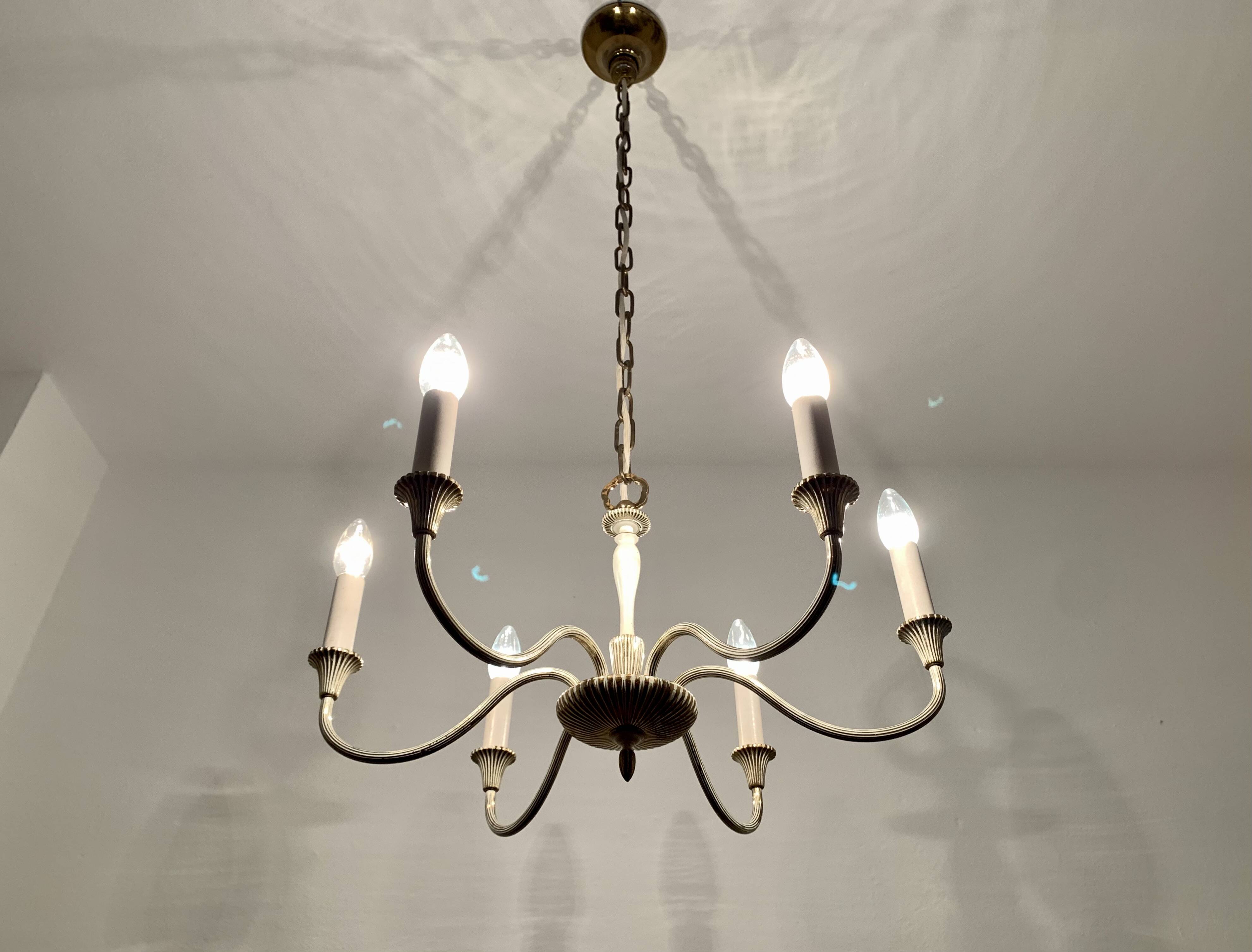 Brass Chandelier by Vereinigte Werkstätten München